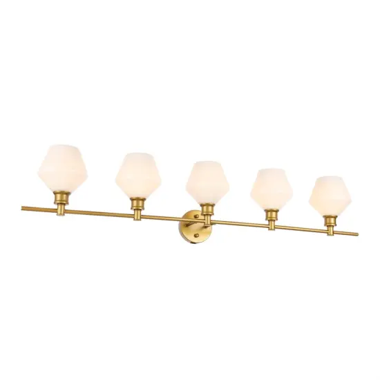 Gene 5 light Brass and Frosted white glass Wall sconce {4}