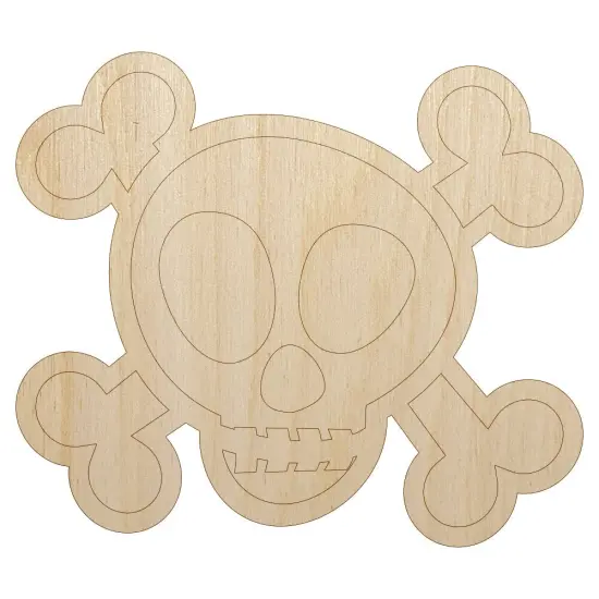 Skull and Crossbones Doodle Unfinished Wood Shape Piece Cutout for DIY Craft Projects {7}