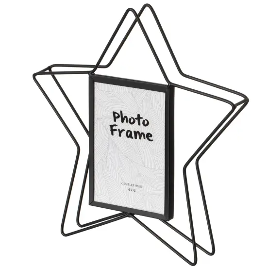 Modern Star Shape Black Metal Decor Photo Frame for Tabletop Display {2}