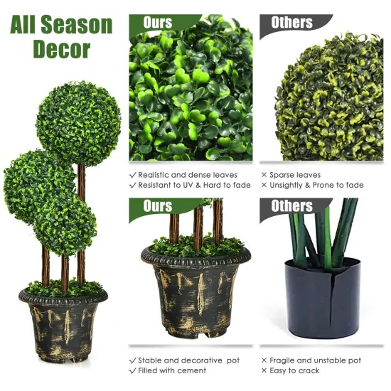 36-Inch Artificial Topiary Triple Ball Tree for Indoor and Outdoor {5}