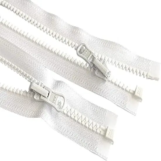 2pcs 49 Inches - 120 Inches Vislon YKK #5 Molded Plastic Zippers Separating Tent in-Outside Reversible Slide Color White Made in USA (116 Inches) {1}