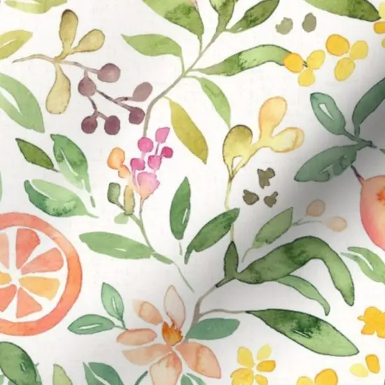 Various Fabrics by the Yard or Fat Quarter Watercolor Fruit Tropical Summer Floral Citrus Orange Avocado Papaya Lemon Peach Custom Printed Fabric by Spoonflower {7}