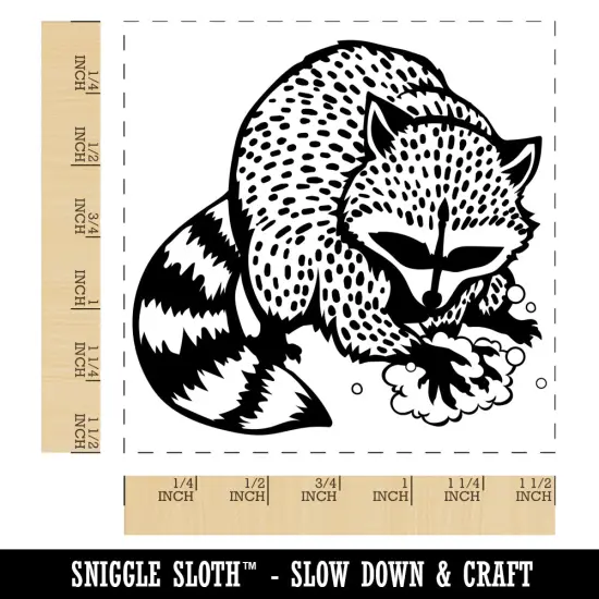 Raccoon Washing Hands Self-Inking Rubber Stamp Ink Stamper Red {1}