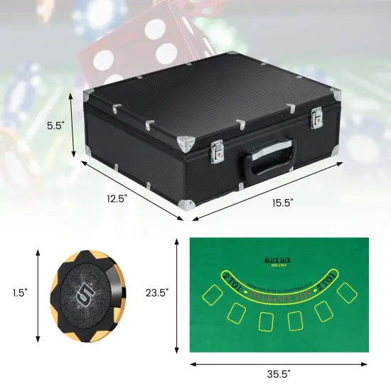 14 Gram Poker Chips 300 Pieces Casino Poker Chip Set-black {5}