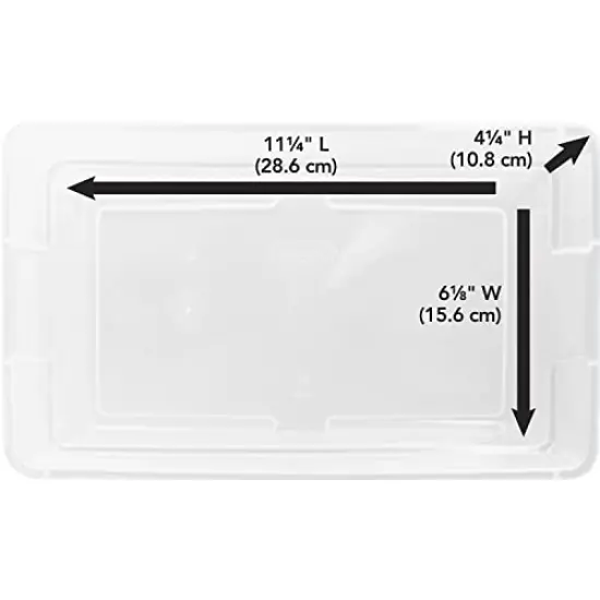 Sterilite 6 Qt Storage Box, Stackable Bin with Lid, Plastic Container to Organize Shoes and Crafts on Closet Shelves, Clear with White Lid, 12-pack {5}