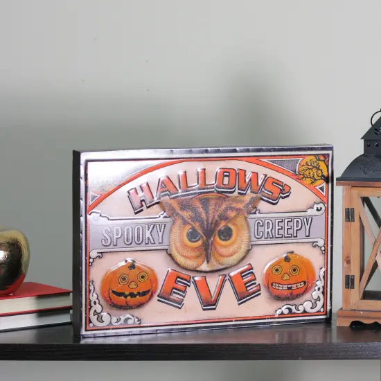 Raz Orange and Black Stamped &ldquo;HALLOWS' EVE&rdquo; Wall Art 12.25" x 18" {4}