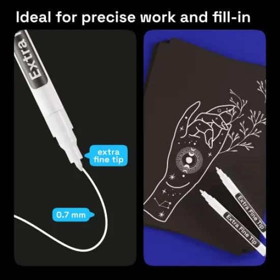 ARTISTRO White Paint Pen for Rock Painting, Stone, Ceramic, Glass, Wood, Tire, Fabric, Metal, Canvas. Set of 5 Acrylic Paint White Marker Water-based Extra-fine Tip {5}