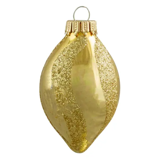 Northlight 2-Finish Glitter Swirls Glass Christmas Finial Ornaments - 2" - Multicolor - 9ct {3}