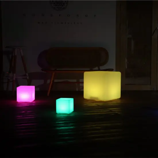 Kitcheniva 10" Rechargeable ED Light Cube Stools with Remote {3}