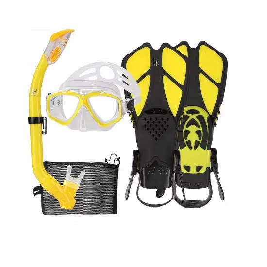 Swimline Yellow and Black Junior Thermotech Snorkeling Set with Mesh Bag {1}
