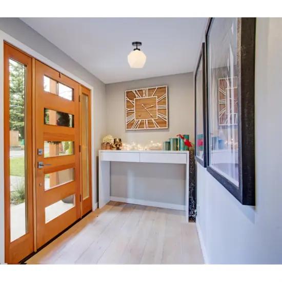 Lawrence 1 light black and white glass flush mount {2}