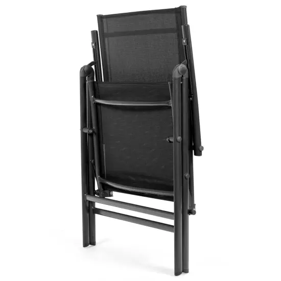 Costway Set of 2 Patio Folding Chair Recliner AdjustableBlack {4}