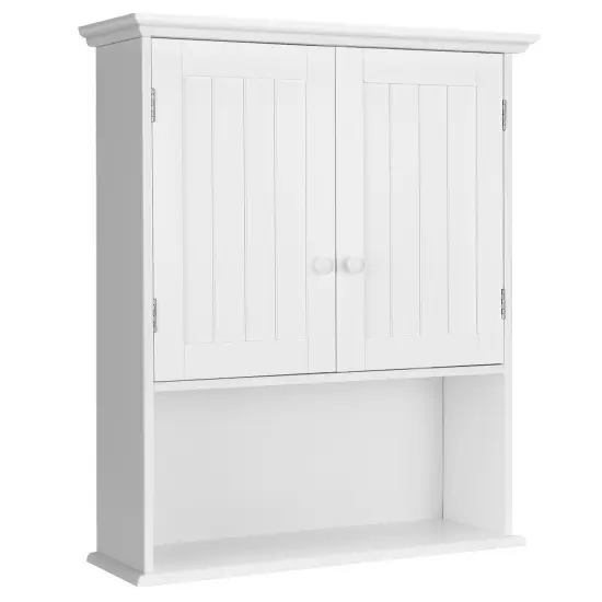 2-Door Wall Mount Bathroom Storage Cabinet with Open Shelf Espresso {6}