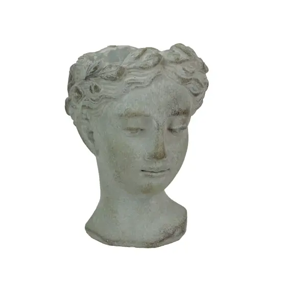 Weathered Gray Greek Lady Statue Wall Mount Cement Head Planter 6 Inches High {3}