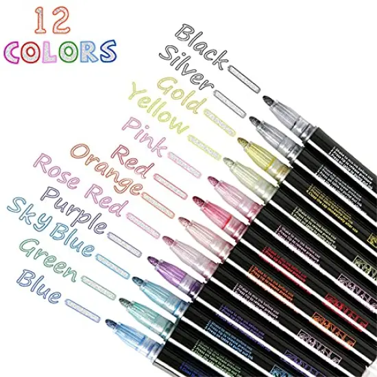 Super Squiggles Outline Markers-12 Colors Super Squiggles Shimmer Markers,Outline Markers Double Line Pen,Outline Markers Self-Outline Metallic Markers {6}