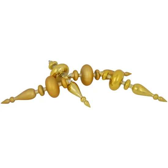 Northlight Commercial Size 2-Finish Christmas Finial Shatterproof Ornaments - Gold -12" - 4ct {7}