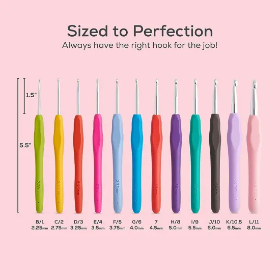 JumblCrafts Crochet Hook Set, 12 Colorful Ergonomic Crochet Hooks for Beginners and Experts {5}