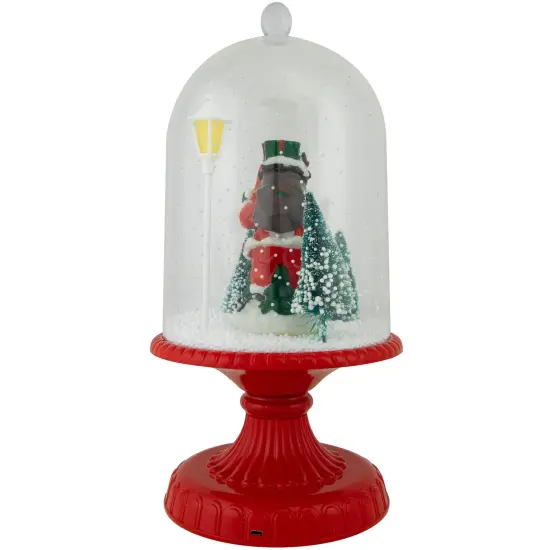Northlight LED Lighted Snowing Musical Santa Under Cloche Christmas Decoration - 13.5" Red {5}