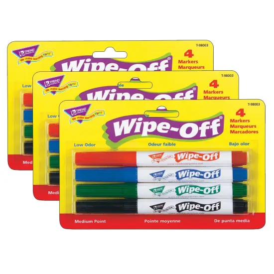 4-Pack Standard Colors Wipe-Off&reg; Markers, 3 Packs {1}