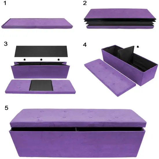 Sorbus Storage Bench Chest Collapsible Folding Bench Purple {5}