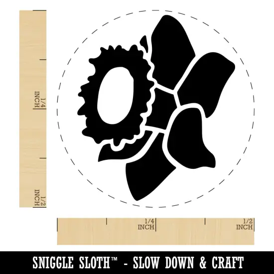 Daffodil Flower Self-Inking Rubber Stamp Ink Stamper for Stamping Crafting Planners Brown {1}