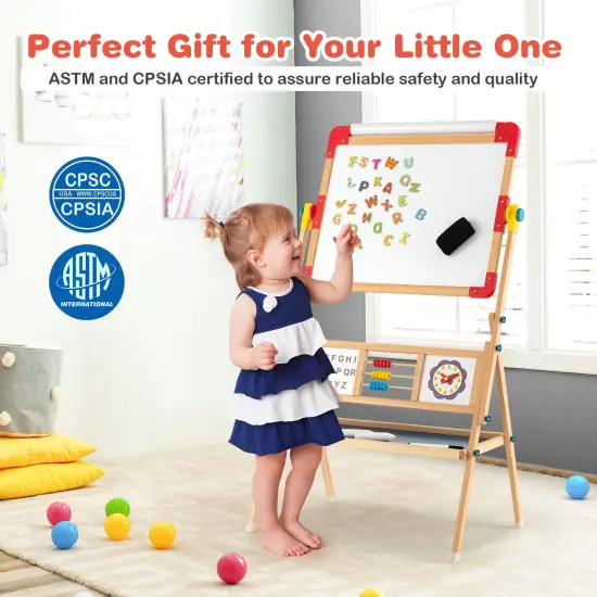 3-in-1 Wooden Art Easel for Kids with Drawing Paper Roll {3}