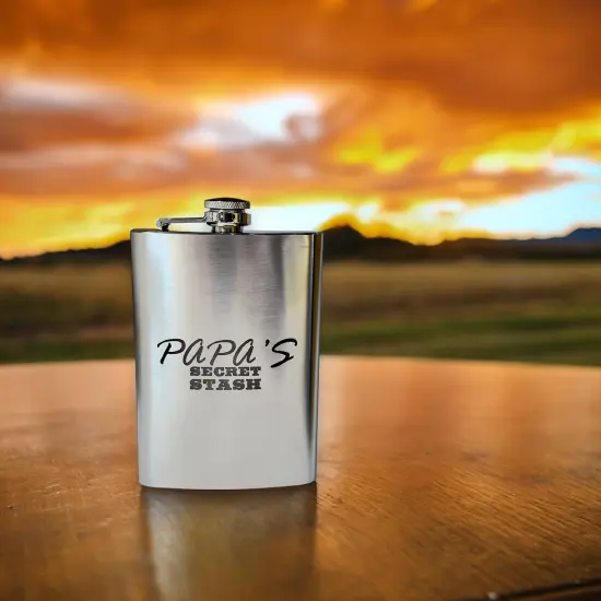 8oz Papa's Secret Stash Stainless Steel Flask {2}