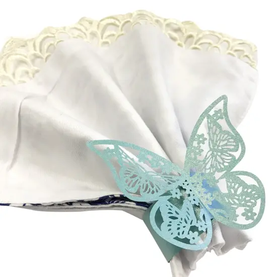 Butterflies Wedding Decor Napkin Rings (Set of 50) Blue {1}