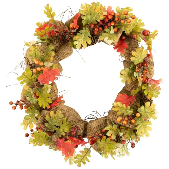 Northlight Berries and Pinecones Artificial Fall Harvest Twig Wreath, 18-Inch, Unlit Orange {1}