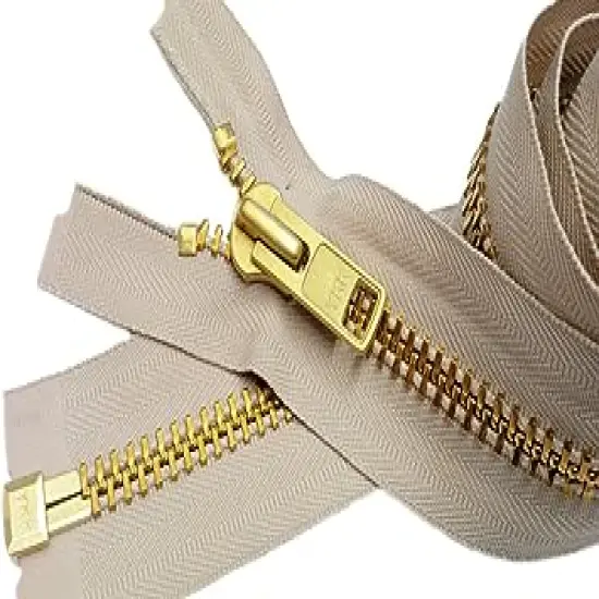 YKK Sale 28" Extra Heavy Duty Jacket Zipper YKK #10 Brass Separating ~ Color 572 Lt. Beige (1 Zipper/Pack) {1}