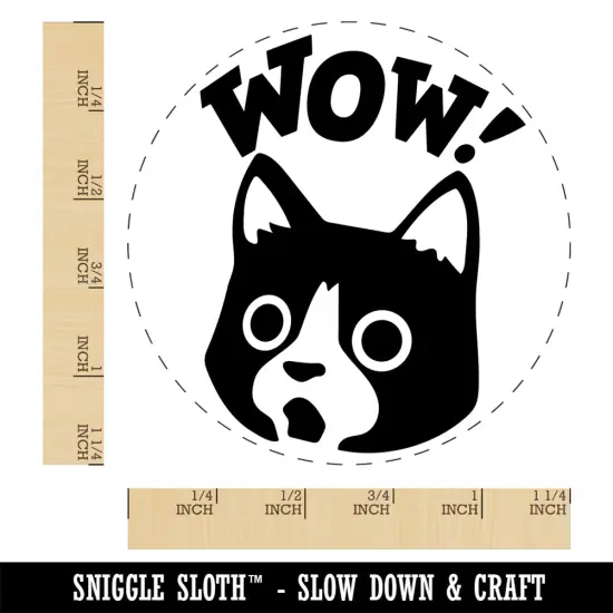 Wow Surprised Cat Teacher Student Rubber Stamp for Stamping Crafting Planners {1}