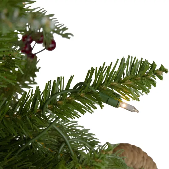 Northlight Real Touch&trade;️ Pre-Lit Medium Mixed Winter Berry Pine Artificial Christmas Tree - 7.5' - Clear Lights Green {7}