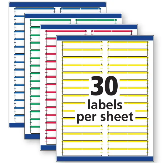 Avery File Folder Labels with Sure Feed, 2/3" x 3-7/16", 750 Printable Labels, Removable, Assorted (6466) {4}