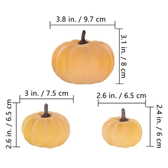 12 Pcs Assorted Small Orange Artificial Pumpkins Decorative Fall Pumpkins Harvest Pumpkins Foam Pumpkins for Gifts Fall Wedding Baby Shower Thanksgiving Halloween Table Centerpiece Mantel Decor {6}