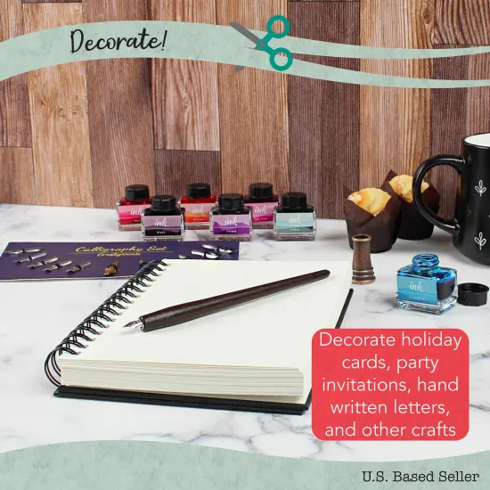 CraftyBook Calligraphy Pens for Writing - 12 Nibs with 7 Dip Pen Ink Colors {4}