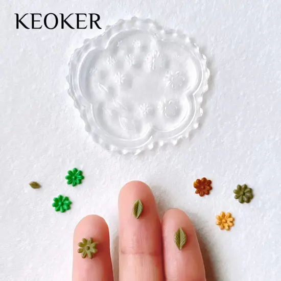 4 Pieces flower & Leaf Polymer Clay Molds for Jewelry Making, Daisy Miniature Clay Molds, Polymer Clay Molds for Polymer Clay Earrings Decoration (Mini Flower & Leaf) {6}