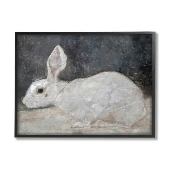 Stupell Industries White Rabbit Bunny Classic Framed Giclee Art Black Frame {1}