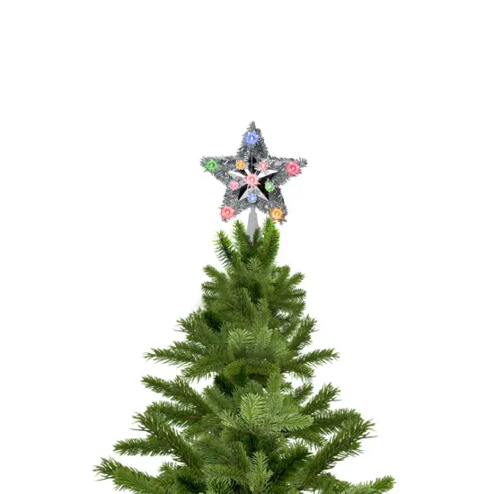 Northlight 9" Lighted Silver Star Christmas Tree Topper - Multicolor Lights {5}