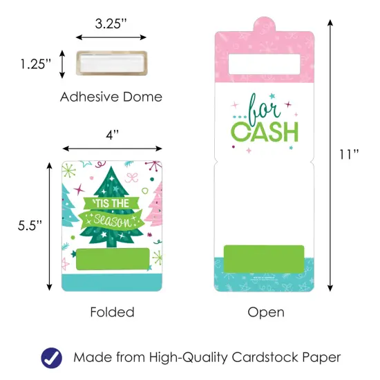 Big Dot of Happiness Merry and Bright Trees - DIY Assorted Colorful Whimsical Christmas Party Cash Holder Gift - Funny Money Cards - Set of 6 {6}