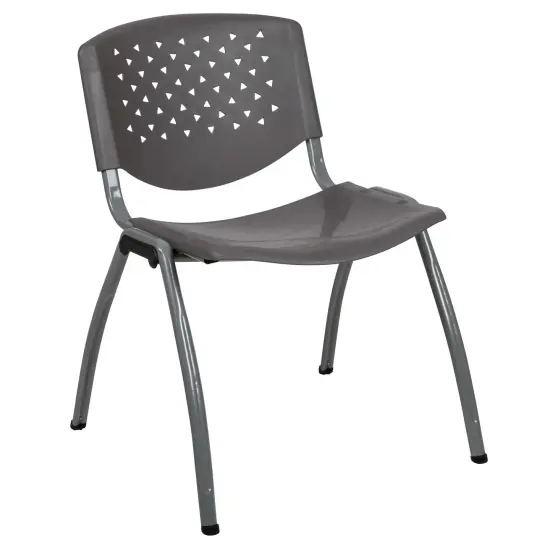 Emma and Oliver Home and Office Plastic Stack Chair with Perforated Back - Guest Chair Gray {1}