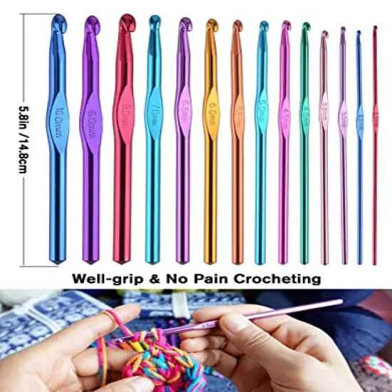 14 Sizes Crochet Hooks Kit, Super Smooth Crochet Hook Needle for Beginners or Advanced (Coffee) {5}