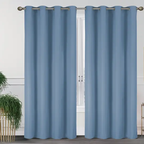 55'' X 84'' Solid Thermal Blackout Panels- 2 Pack (15 Colors) Blue {1}