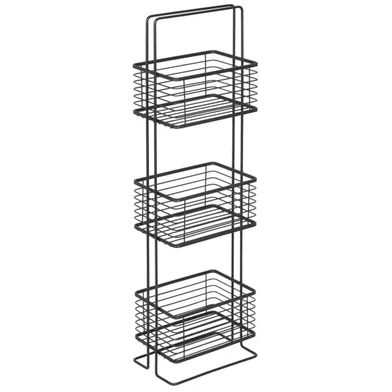mDesign Slim Metal Wire 3-Tier Standing Bathroom Storage Basket Unit {4}