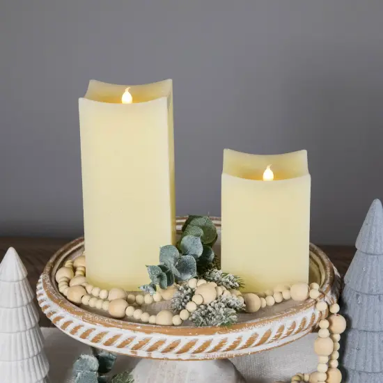 Northlight LED Flickering Flameless Wax Rectangular Candles - 8" - Cream - Set of 2 Ivory {4}