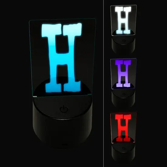 Letter H Uppercase Cute Typewriter Font 3D Illusion LED Night Light Sign Nightstand Desk Lamp {1}