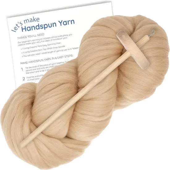 LEARN TO SPIN YARN - Beginner's Spinning Kit with Drop Spindle and Merino Pencil Roving. Choose your color. Dune {1}