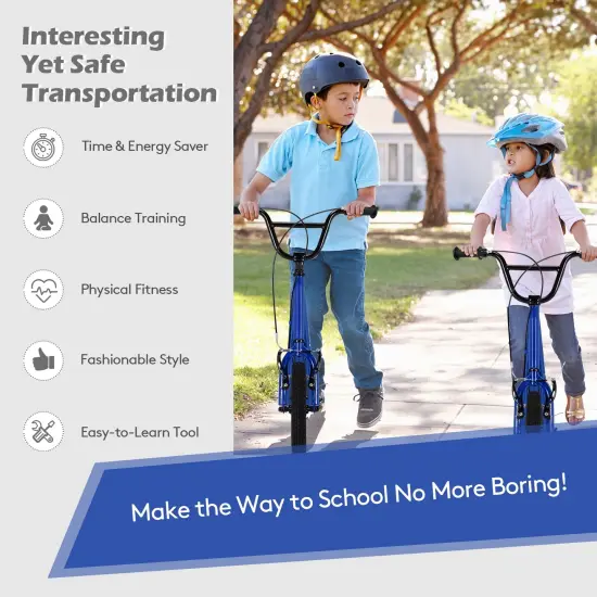 Height Adjustable Kid Kick Scooter with 12 Inch Air Filled Wheel Navy {2}