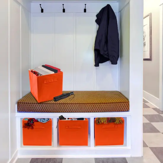 Sorbus Fabric Collapsible Cube Storage Bins Set (6 Pack) Orange {5}