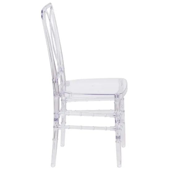 Emma and Oliver Transparent Design Stacking Chair with Designer Back - Event Chair - UV Resistant Crystal Ice {5}