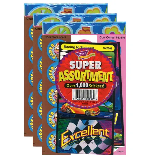 Super Assortment Sticker Pack, 1000 Stickers Per Pack, 3 Packs {1}